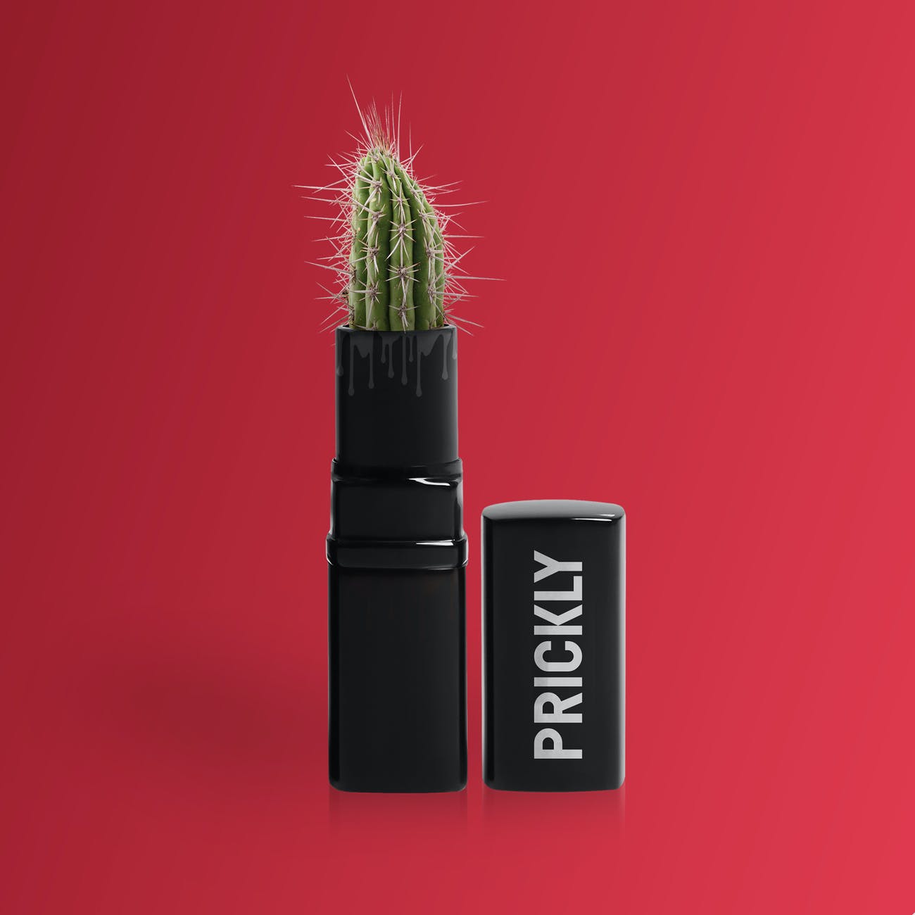 green prickly lipstick with cactus plant